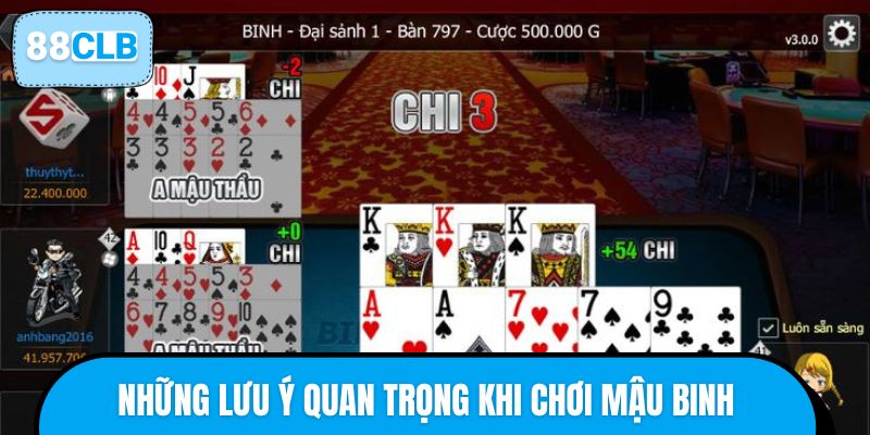 Những lưu ý quan trọng khi chơi Mậu Binh